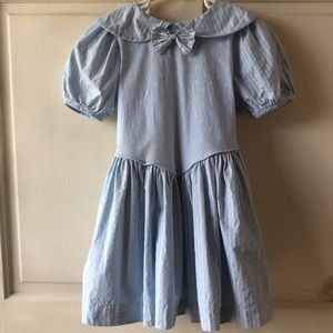 Vintage Blue Polka dots and stripes dress